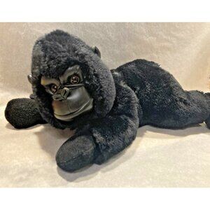Arnold The Gorilla Soft Black Plush 15" Lay Down Position Cute Excellent Fiesta